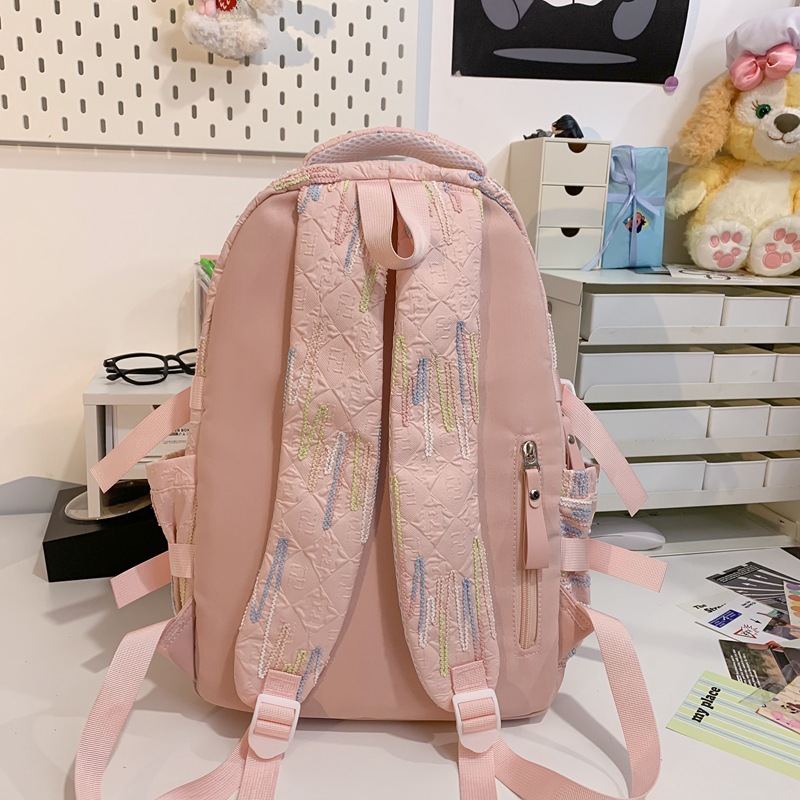 A large-capacity backpack for junior high school students with high appearance standards, a Korean-style ins cream yellow two-piece backpack set for primary and secondary school students Specification drawing