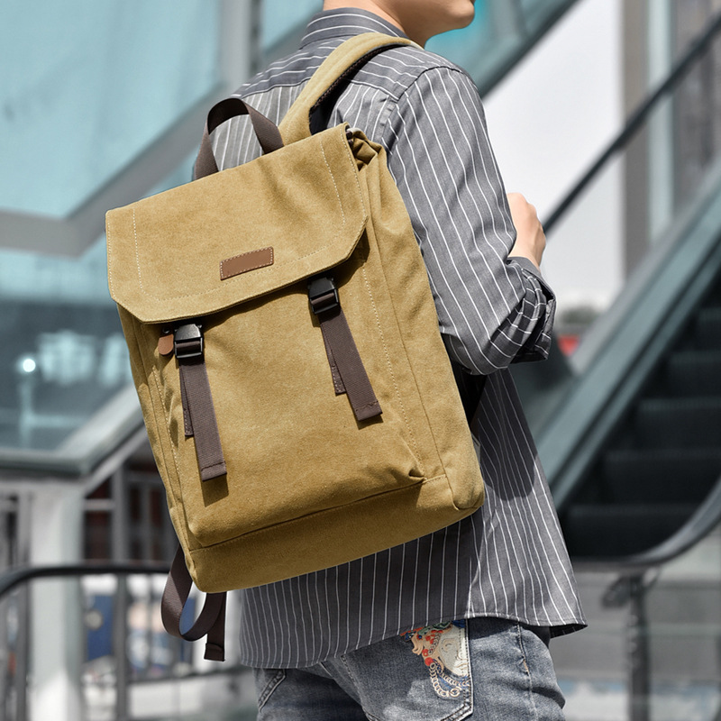 New men's backpacks, American casual computer bags, travel canvas bags, college and junior high school students' schoolbags full figure