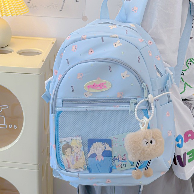 A new high-appearance-level sweet and cute 2D pain-relieving bag for junior and senior high school students, a versatile large-capacity backpack for easy commuting full figure