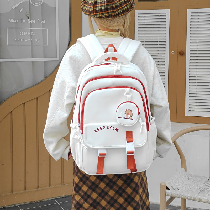 A versatile Korean-style, simple, large-capacity schoolbag for junior and senior high school students, lightweight, lightweight, durable and casual backpack details Picture
