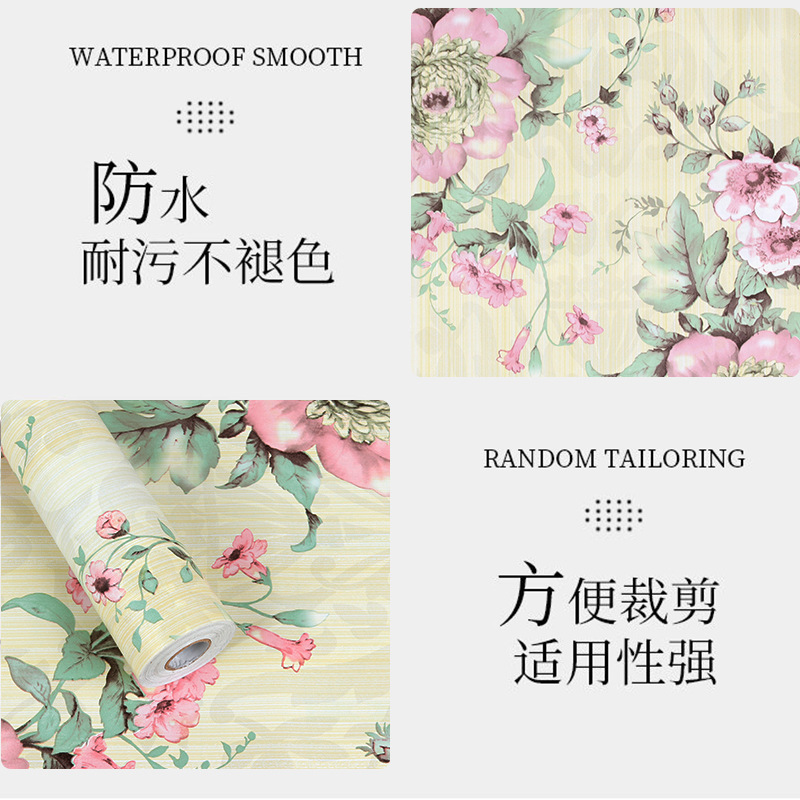 pvc self-adhesive wallpaper for bedrooms and dormitories, European-style self-sticking wallpaper, pvc home decoration wall paper, Damascus stickers details Picture