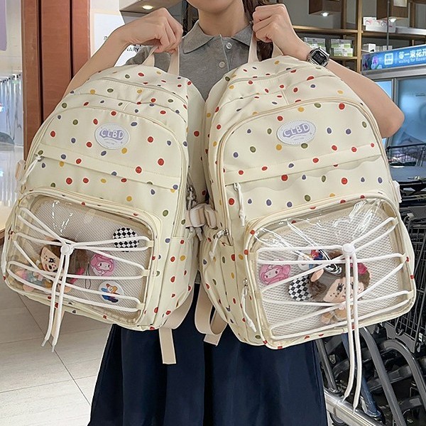 The new Japanese-style ins mini backpack with a high level of appearance and sweet beauty is a lightweight and large-capacity backpack for junior and senior high school students to take extra classes details Picture