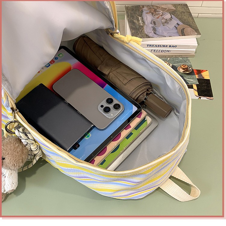 Japanese-style school striped schoolbag for junior and senior high school students, girls' Instagram niche design single-shoulder bag, versatile and casual backpack Application Scenario