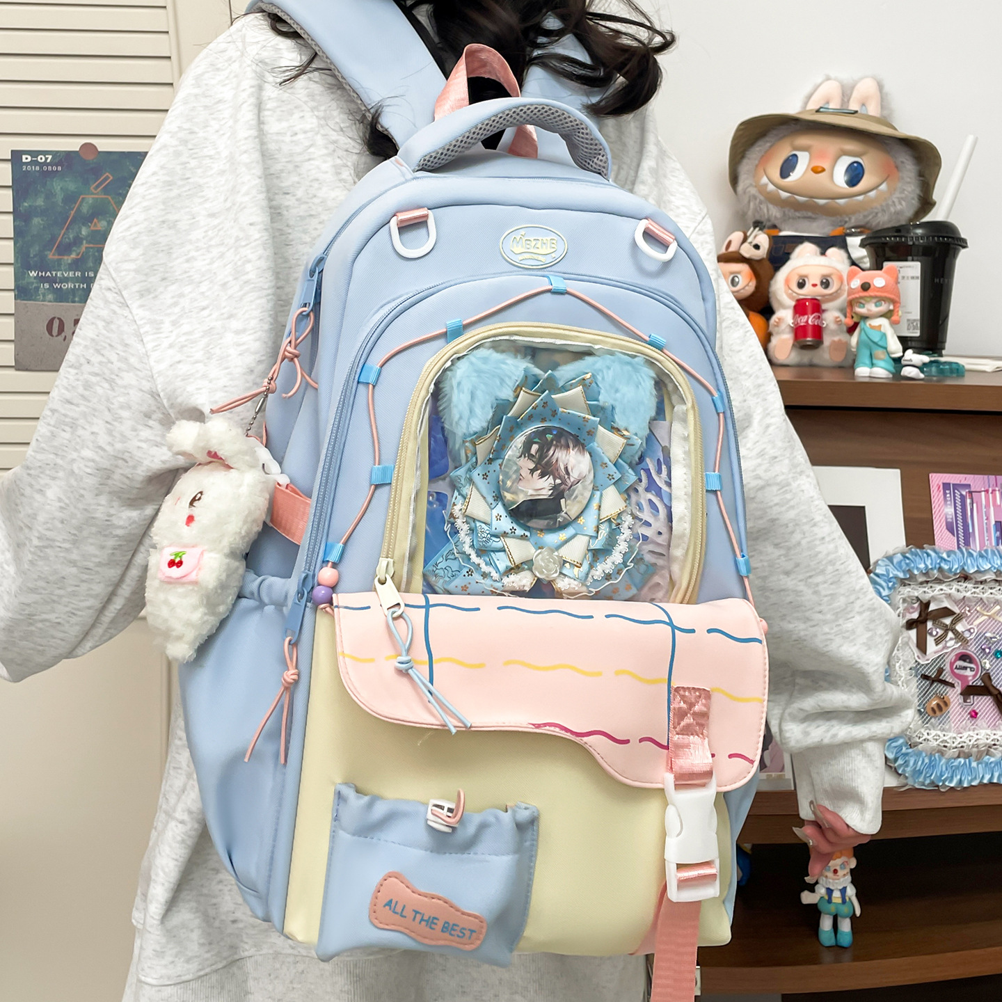 Fresh, sweet and cute schoolbag for junior and senior high school students, new high appearance level, simple, light and versatile, large-capacity backpack details Picture