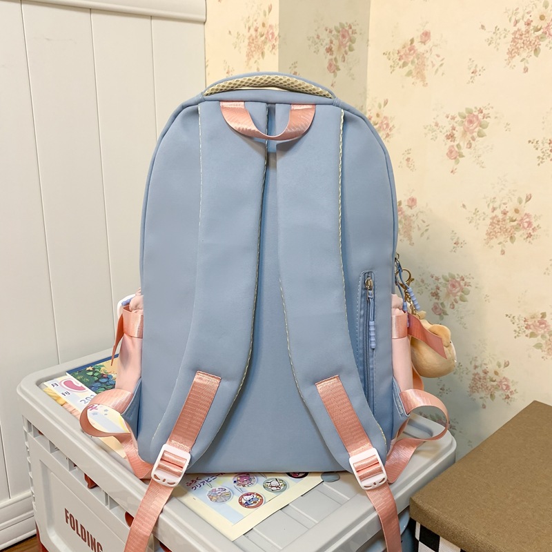 The new large-capacity backpack with contrasting colors is a versatile Japanese ins school style backpack with multiple compartments to reduce the burden Specification drawing