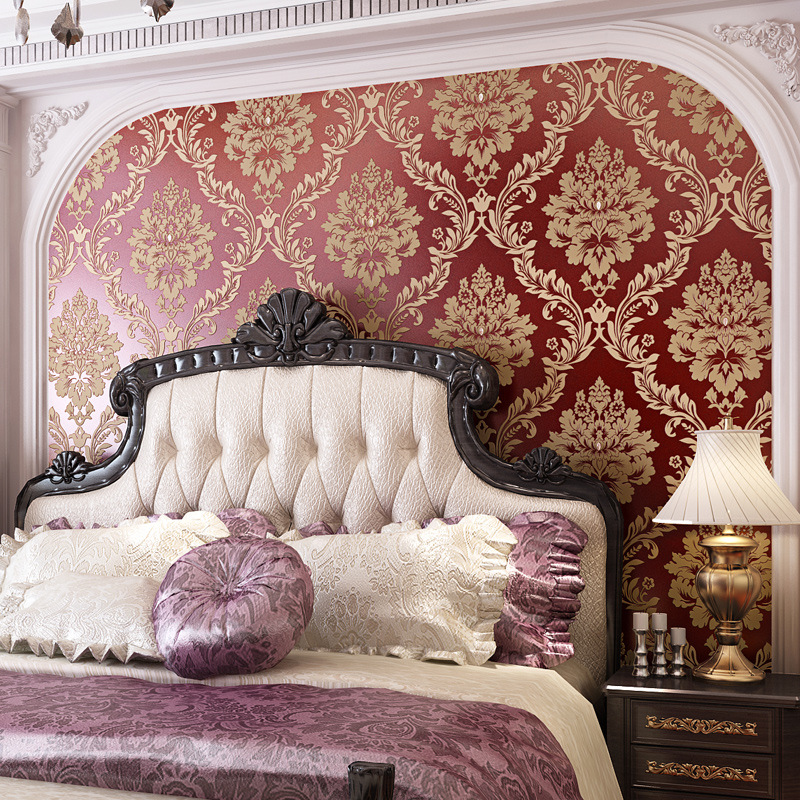 European-style wallpaper, 3D non-woven fabric wallpaper, living room, bedroom, TV background wallpaper, modern and simple embossed wallpaper Item Picture