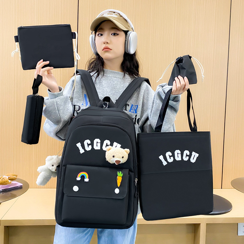 Cross-border bags' new cute girls' backpack, large capacity, high appearance level, versatile schoolbag, backpack for girls, middle and primary school students full figure