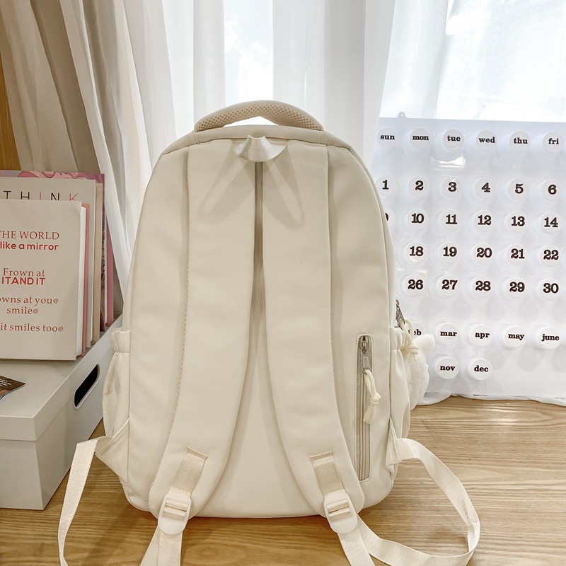 A soft and fresh schoolbag with a Korean school style, a multi-layered design, and a solid color backpack for female junior high school students Specification drawing