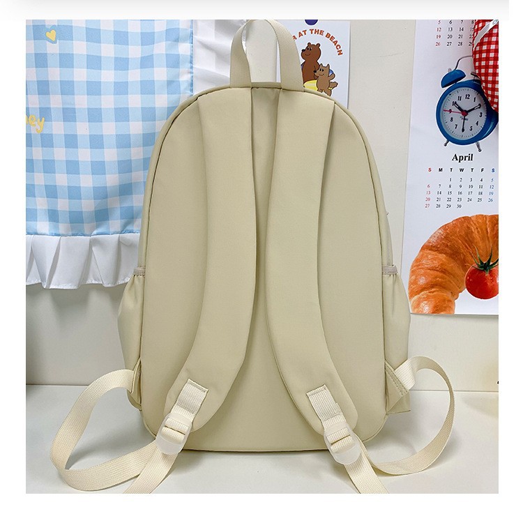 Japanese-style high appearance level solid color simple schoolbag, versatile for girls, large-capacity travel backpack, backpack for junior and senior high school students on both shoulders Specification drawing