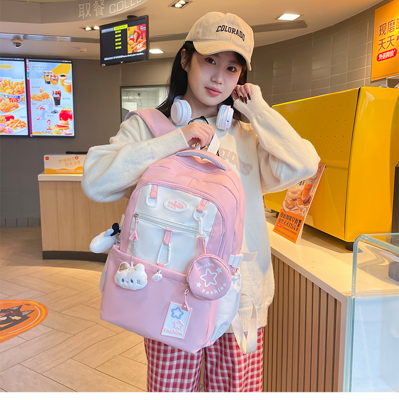 Senxi College Style Backpack for junior and senior high school students, multi-functional tutorial bag, versatile, high appearance level, large capacity schoolbag full figure