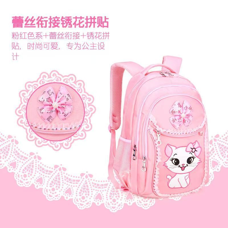 Wholesale of children's trolley schoolbags, primary school students' backpacks, large-capacity cartoon cute girls' pink water-resistant bags Specification drawing
