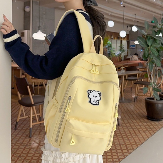 Korean InS-style forest-themed, fresh and cute backpack, college-style girl's schoolbag, college student travel backpack for girls full figure