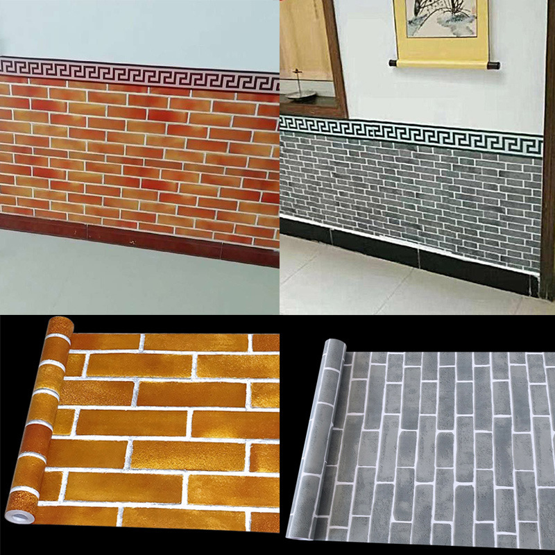Retro brick-patterned self-adhesive wallpaper, self-pasting wallpaper with adhesive backing, imitation brick stickers, storefront, bedroom, living room, dormitory background wallpaper details Picture