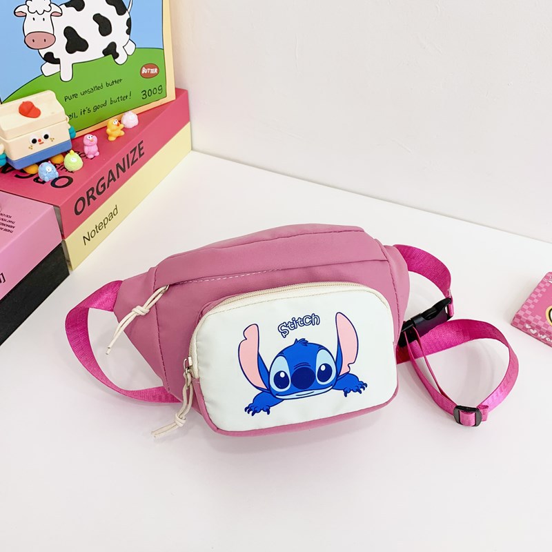 New children's waist bag, cute cartoon crossbody bag, nylon children's color-blocking change bag, children's chest bag details Picture