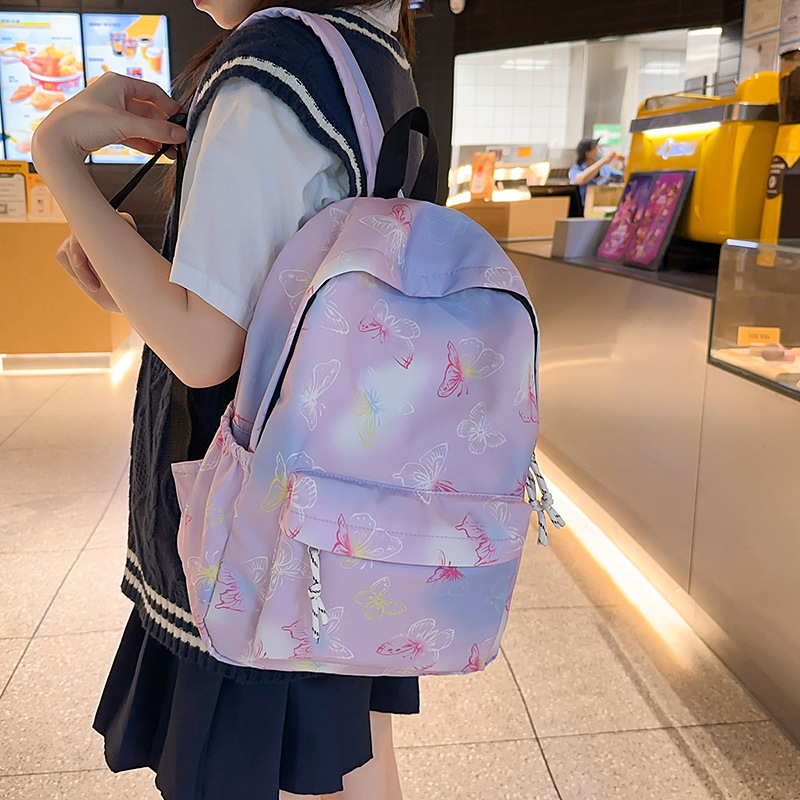 Student schoolbag 2025 New style fashionable and elegant butterfly colorful backpack, large-capacity trendy backpack for primary and junior high school full figure