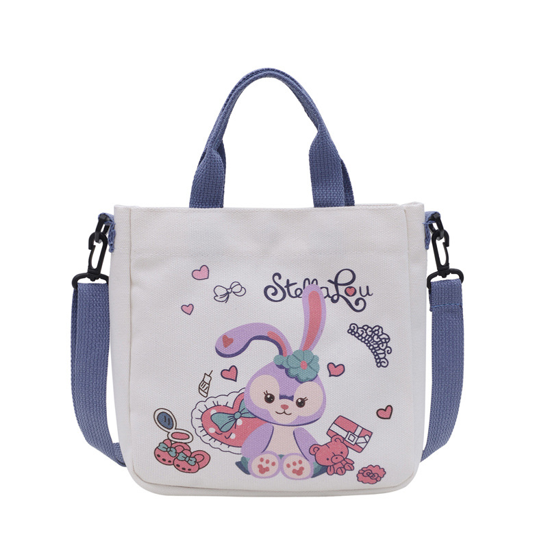 Canvas bag girl 2024 new single-shoulder college student schoolbag, Japanese-style cute cartoon lightweight handbag Item Picture