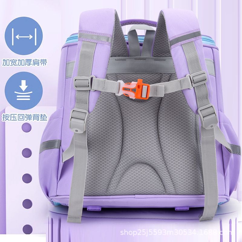 Factory-customized horizontal schoolbags for primary school students in grades 2 to 4, double-shoulder backpacks with reduced burden, male cartoon student schoolbags Specification drawing