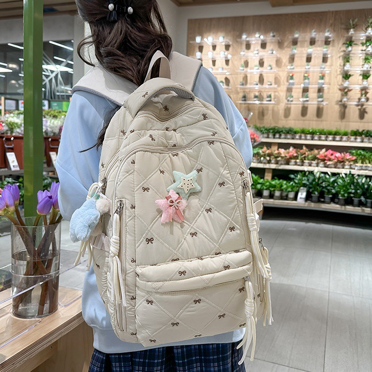 Laid-back style high school and junior high school students, large-capacity, cute, InS-style backpack, Japanese-style sweet girl travel backpack full figure