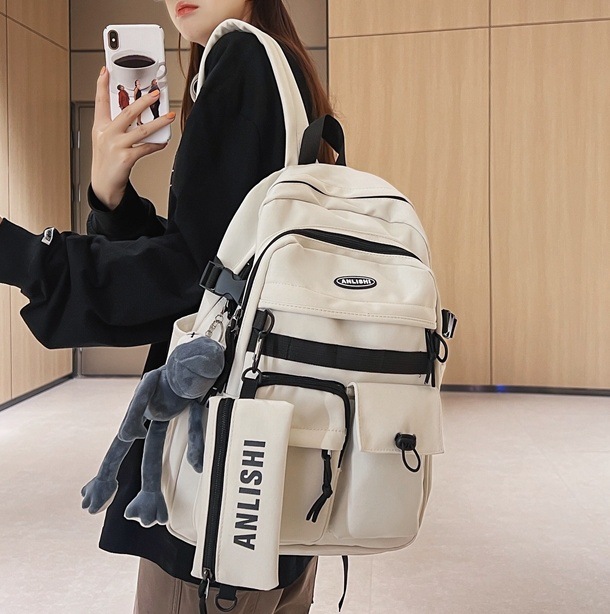Japanese-style Harajuku retro workwear schoolbags, large-capacity backpacks for junior and senior high school students, trendy men's ins campus style backpacks for women full figure