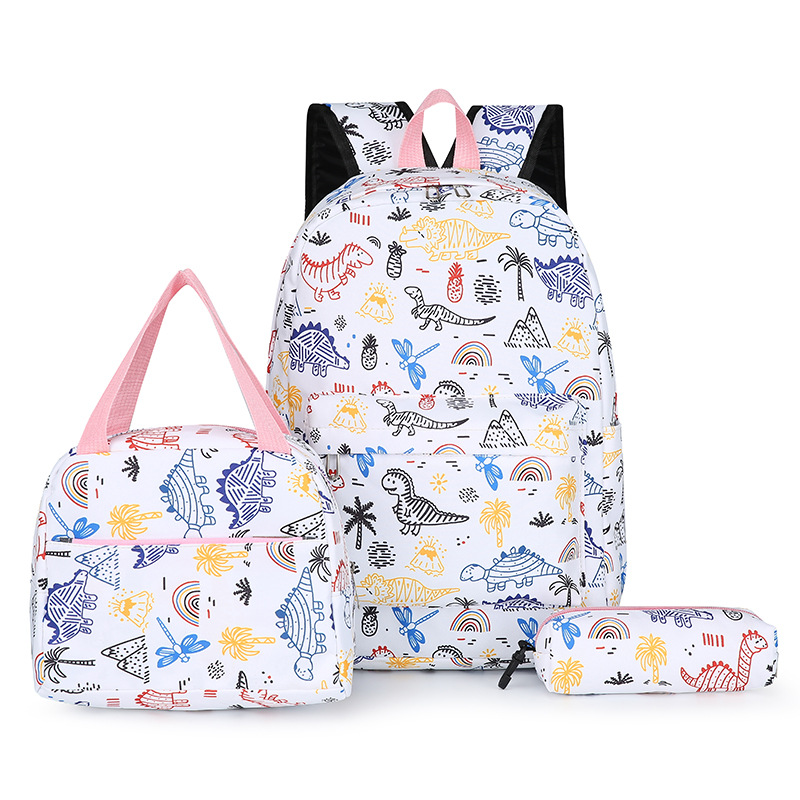 Wholesale of cartoon cute children's backpacks, double-shoulder bags and three-piece sets for girls in grades 1 to 6 Specification drawing