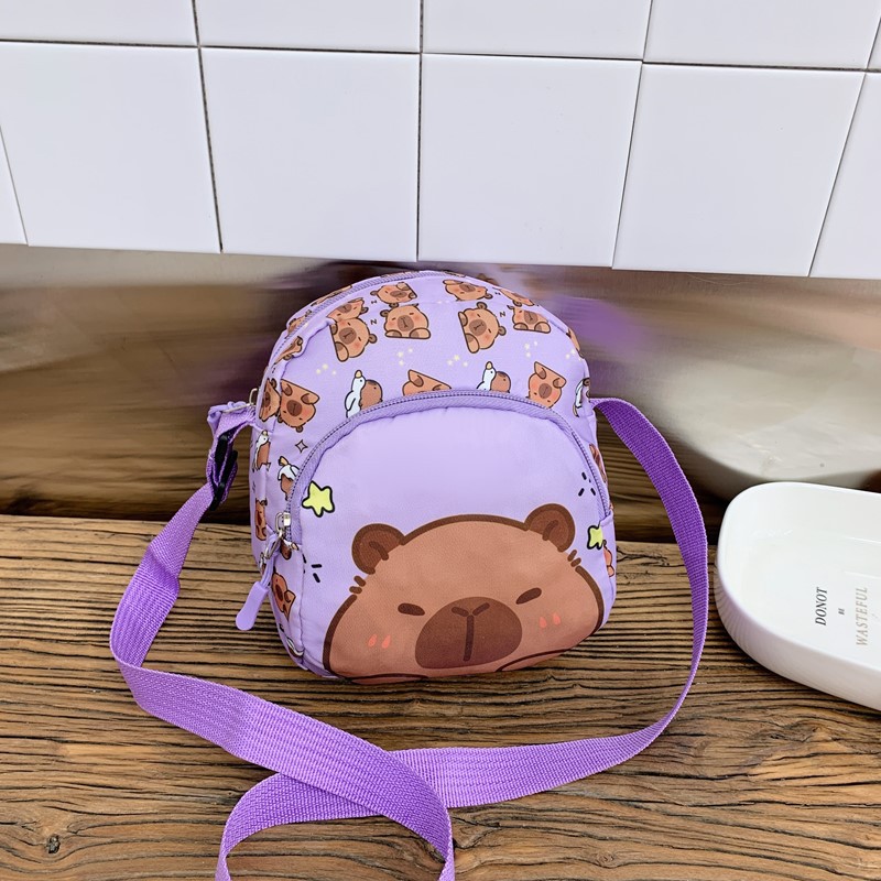 Capibara children's bags, single-shoulder bags, cute girls' crossbody bags, outdoor stylish cartoon boys' loose change crossbody bags Specification drawing