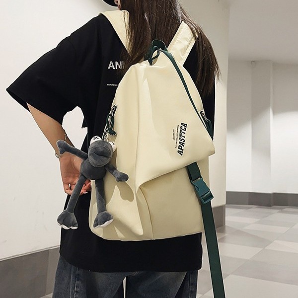 New high-appearance-level color-blocking trendy schoolbag for couples, casual, simple, lightweight, outdoor versatile, large-capacity backpack full figure