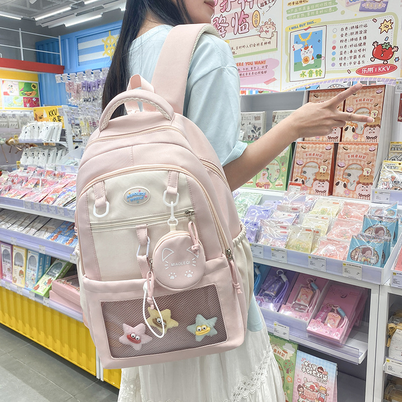 A new Japanese-style ins high-appearance-level college fresh and sweet candy-colored backpack with large capacity for primary and secondary school students details Picture