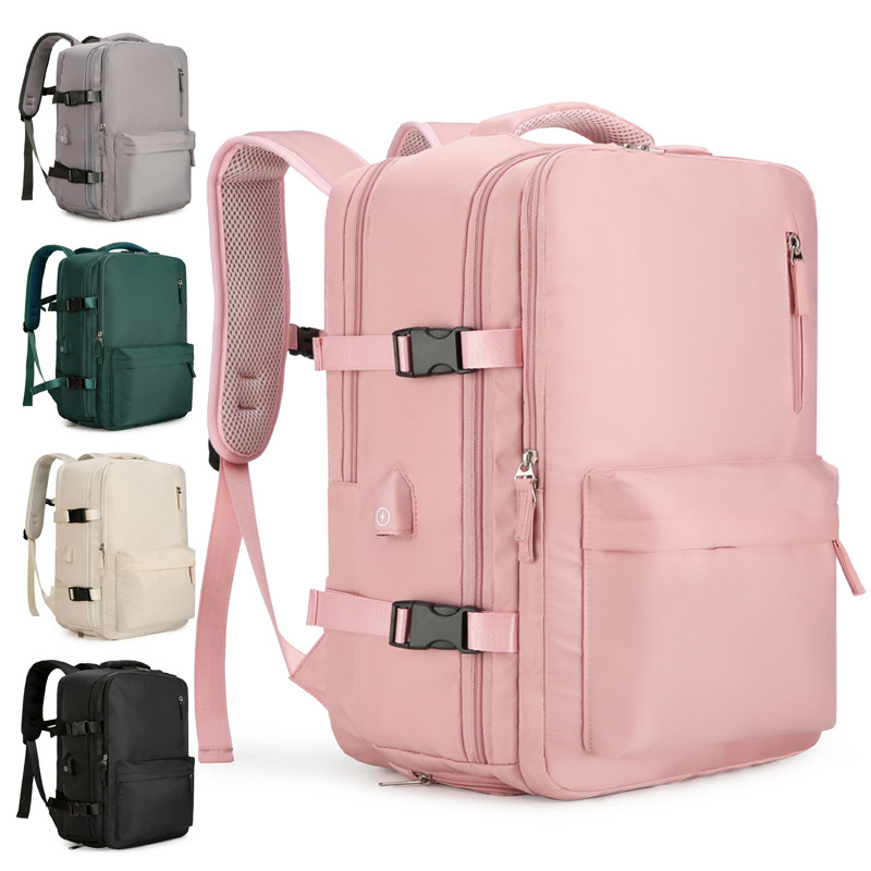 Large-capacity travel bag, multi-functional outdoor leisure travel backpack, independent shoe compartment, casual backpack for women details Picture