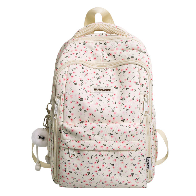 A new Japanese-style ins high-appearance-level fresh and sweet small floral backpack, a lightweight and large-capacity backpack for junior and senior high school students Item Picture