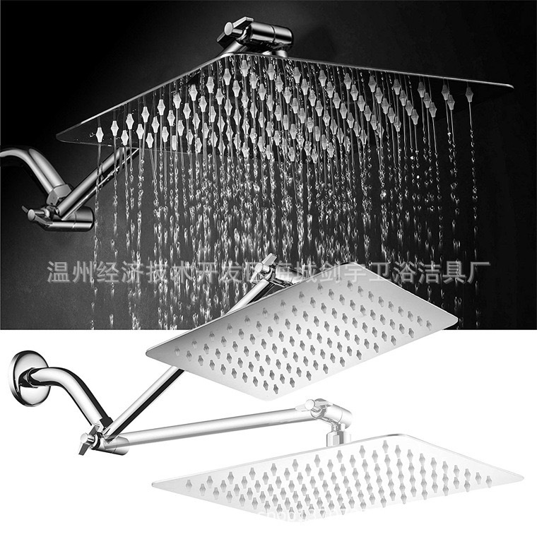 12-inch electroplated square top shower head for bathroom, 8-inch stainless steel pressurized thick rain shower head, 16-inch cross-border full figure