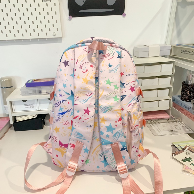The 2024 new style of fresh and sweet printed backpack features a high level of appearance and is an ins girl's large-capacity schoolbag for primary and secondary school students Specification drawing
