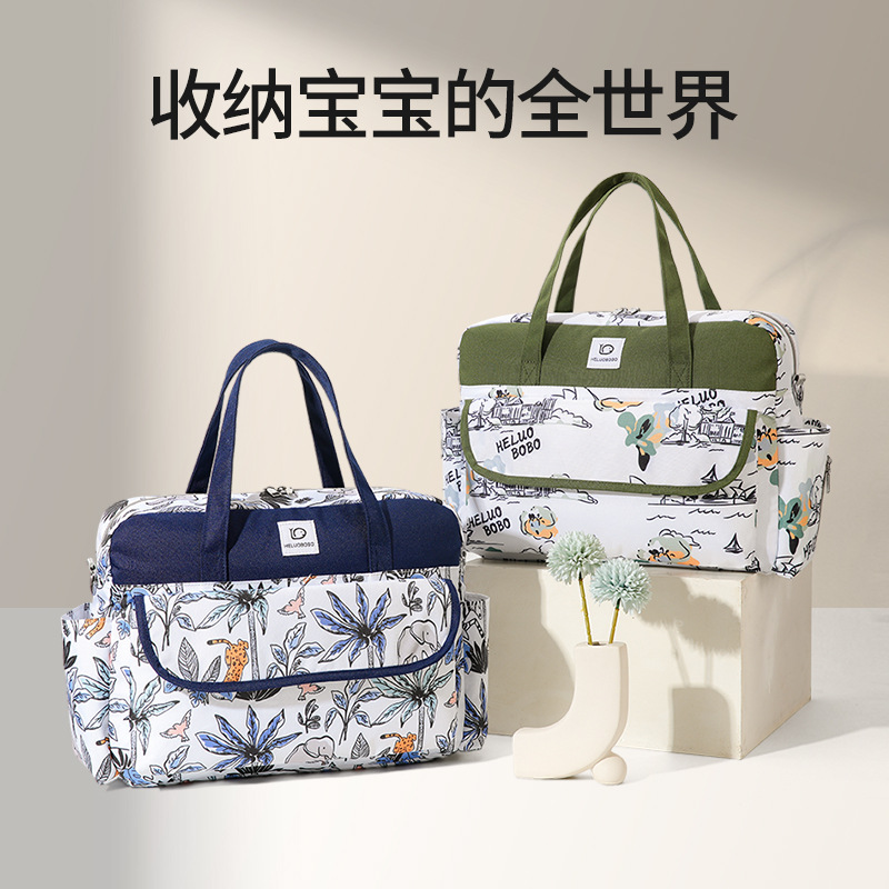 Large-capacity printed mother and baby bag, fashionable Oxford fabric for going out, new multi-functional hand-held large capacity details Picture