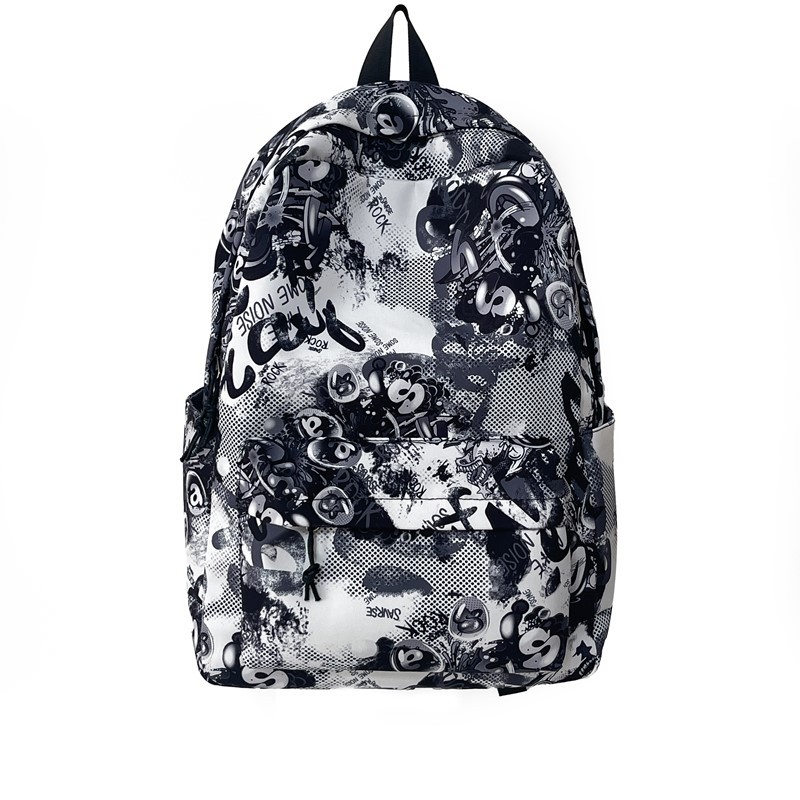 High-appearance-level Korean-style Instagram personalized graffiti trendy and cool color-blocking backpacks for couples, lightweight travel large-capacity backpacks Item Picture