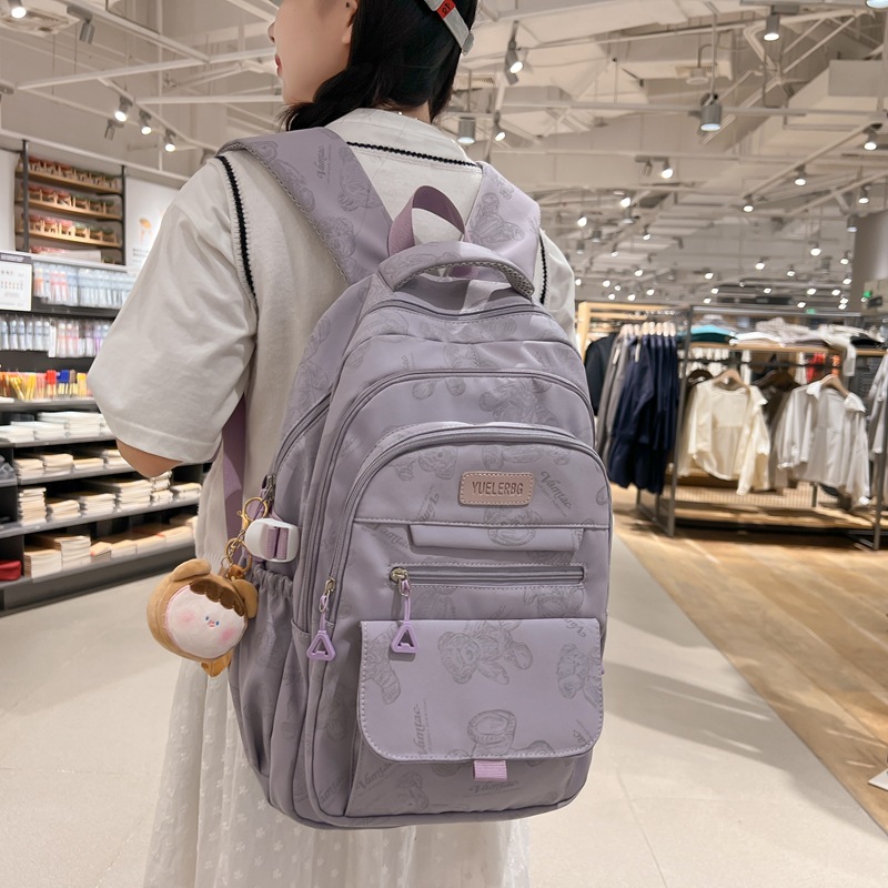 Little Bear schoolbag for girls, ins style, campus trend, versatile backpack, large-capacity computer backpack for junior and senior high school students details Picture