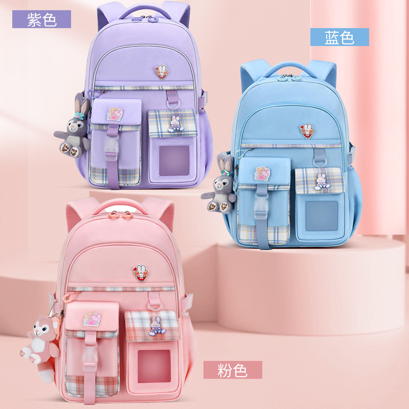 New high-appearance-level, large-capacity back-protecting backpack for girls and children, a weight-reducing backpack for girls details Picture