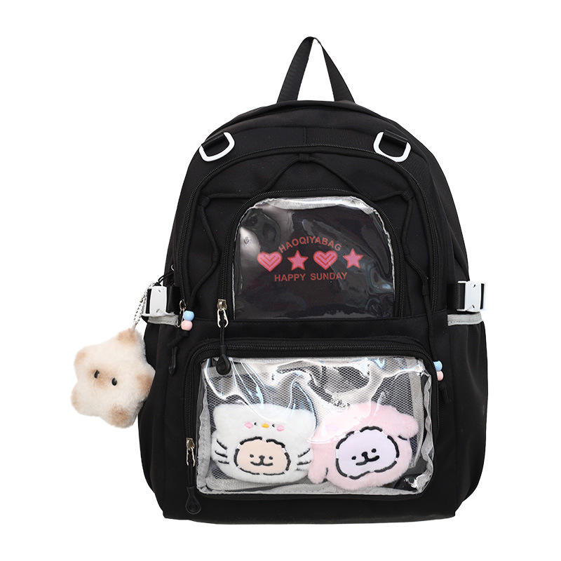"2D schoolbag for girls, high appearance level, dopamine transparent pain bag for primary school students, large-capacity Japanese-style backpack. Item Picture