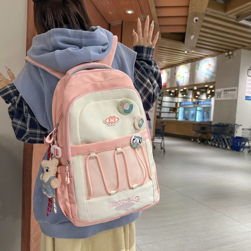 High appearance level, ins style, Korean color contrast, multi-layered lightweight backpacks for boys in grades 3 to 6 on campus details Picture
