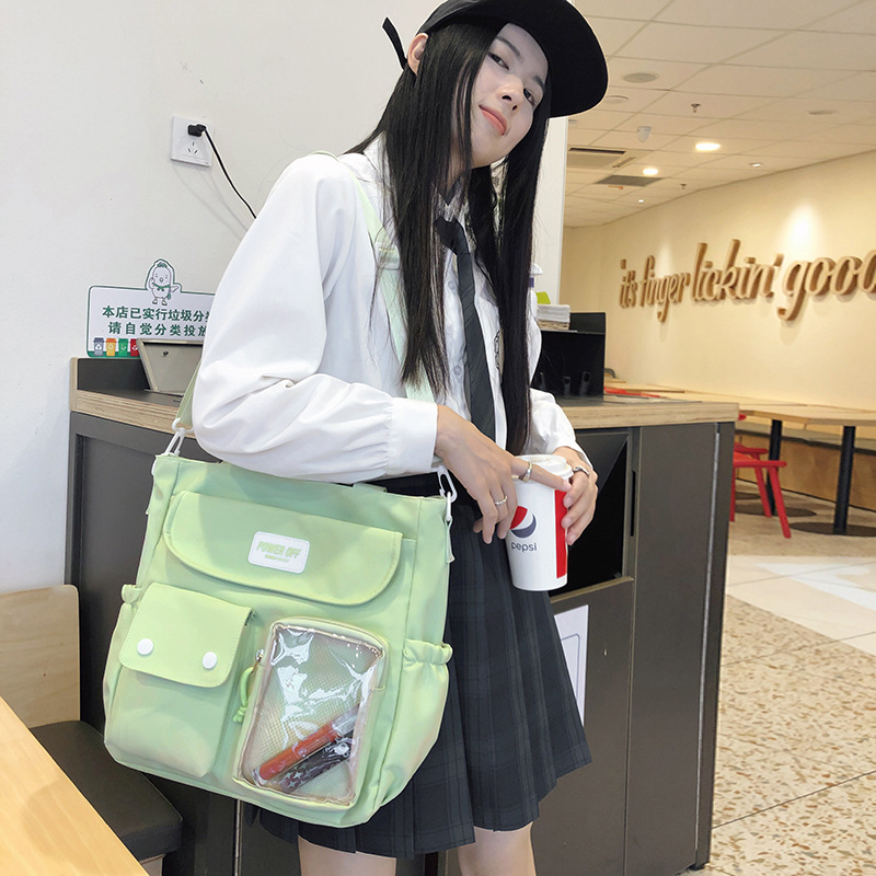Korean version of ins large-capacity student class bag, transparent pain bag, Japanese style Harajuku high appearance level teenage girl single-shoulder crossbody bag details Picture
