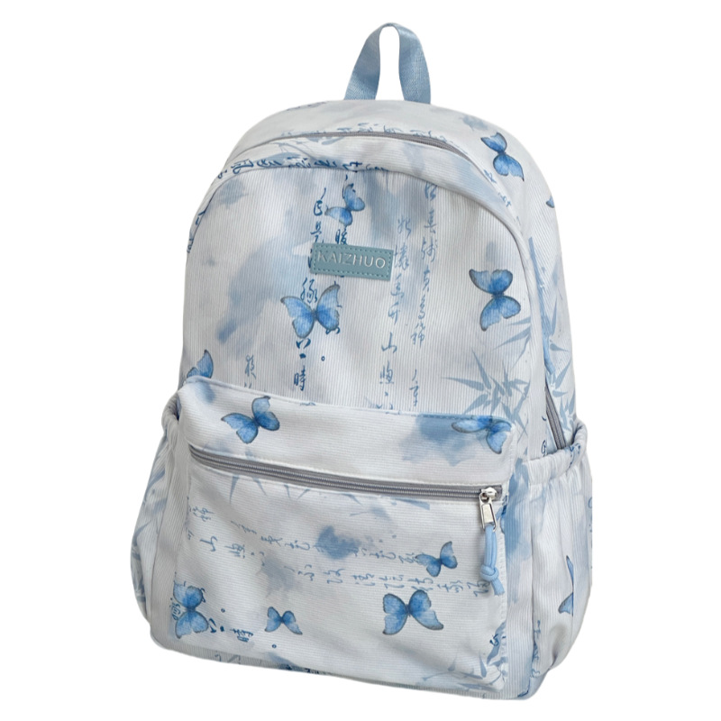 A new high-appearance-level Chinese-style backpack with fresh and sweet butterfly prints, a casual and lightweight backpack for junior and senior high school students Item Picture
