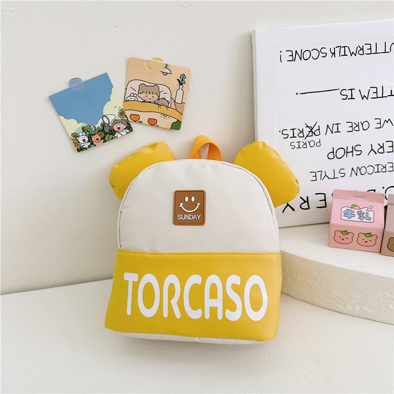 Korean children's color-blocking schoolbags for winter, new lightweight letter backpacks, cool boys and girls, kindergarten backpack trend Specification drawing