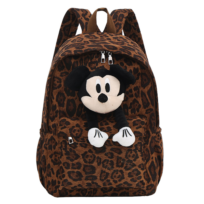 New casual commuting college style large-capacity backpack, leopard print cartoon travel single-shoulder bag, simple and versatile schoolbag Item Picture