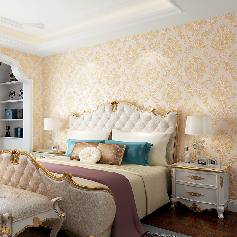 European-style wallpaper, 3D non-woven fabric wallpaper, living room, bedroom, TV background, modern and simple non-self-adhesive wallpaper Application Scenario