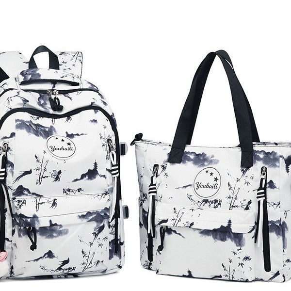A new high-appeal Chinese-style, fresh and sweet after-school bag for junior and senior high school students, a color-matched lightweight travel backpack for spring outings Item Picture
