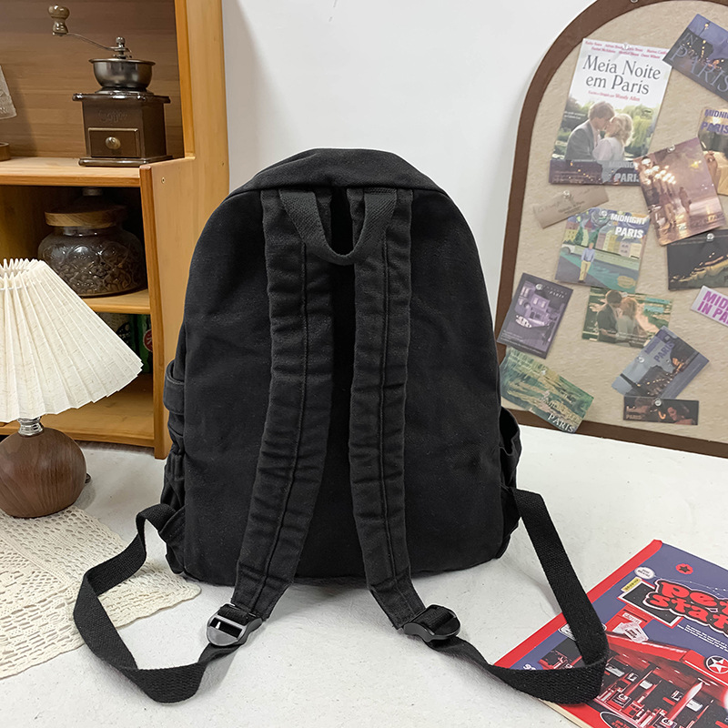 New simple and versatile large-capacity schoolbag for junior and senior high school students, retro and fashionable backpack with college style, casual single-shoulder bag Specification drawing