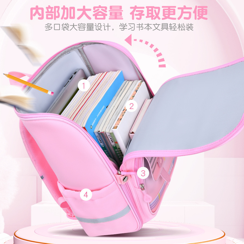 New type of primary school schoolbag for grades 1-6, large-capacity back-protecting and load-reducing children's schoolbag for boys and girls, backpack for both shoulders Specification drawing