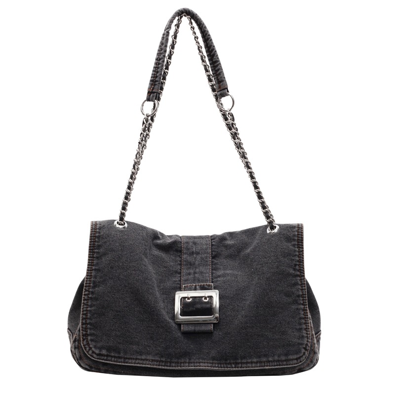 Denim bag for Girls 2025 New style, fashionable large-capacity chain single-shoulder bag, high-end class commuting tote bag Item Picture