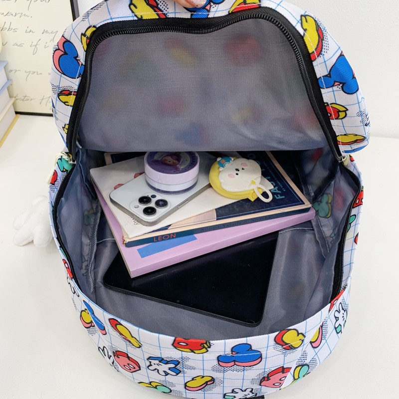 A new high-appeal, fresh and sweet, cartoon-printed backpack for girls, casual and versatile, lightweight and large-capacity backpack Application Scenario