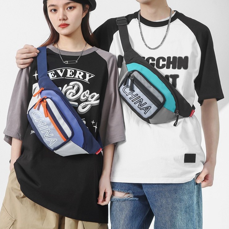 Summer's new men's trendy chest bag, a sporty and casual crossbody bag, cool and stylish couple, a color-blocking single-shoulder bag for women full figure