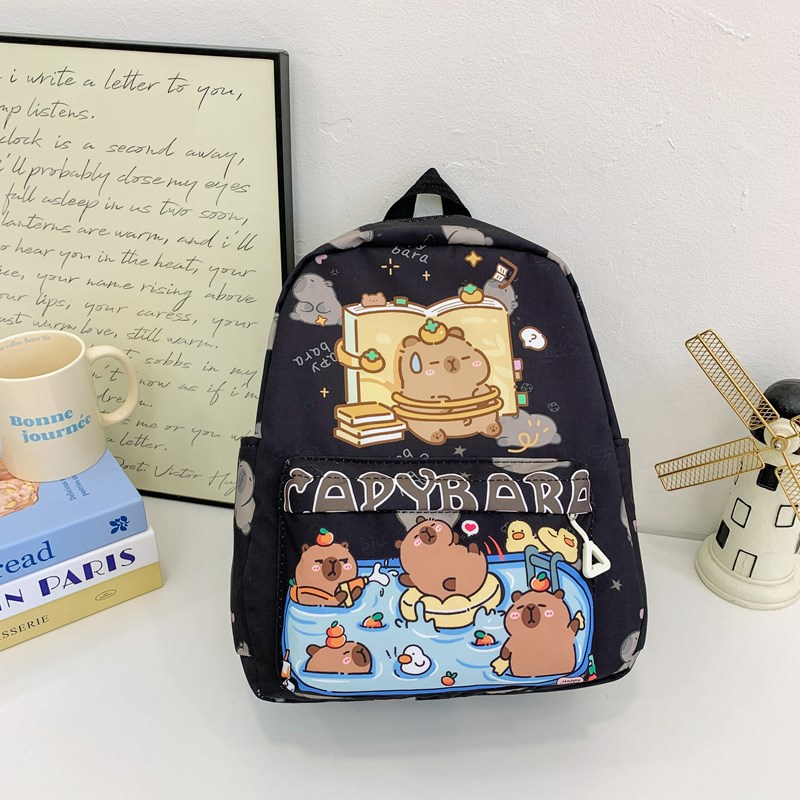New winter cute cartoon large-capacity children's schoolbag, primary school students' cartoon bear printed nylon backpack Specification drawing