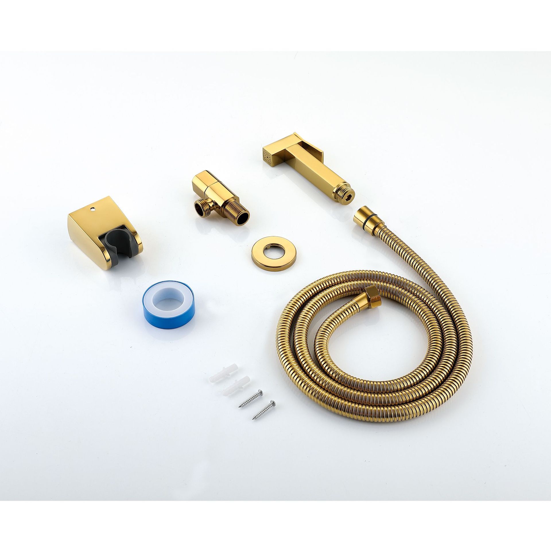 All-copper titanium gold gold spray gun, women's washbasin, toilet set, companion pressurized nozzle, Angle valve, spray gun three-piece set Application Scenario